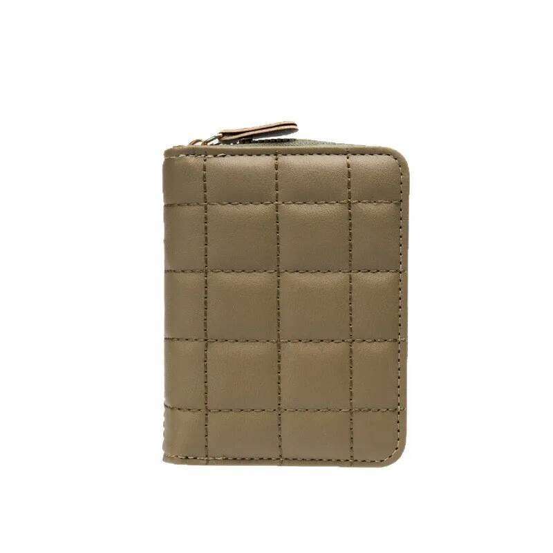 2026 Women Fashion Zipper Wallet with Coin Purse PU Leather Plaid Purses Ladies Cute Mini Small Card Pack Y260206