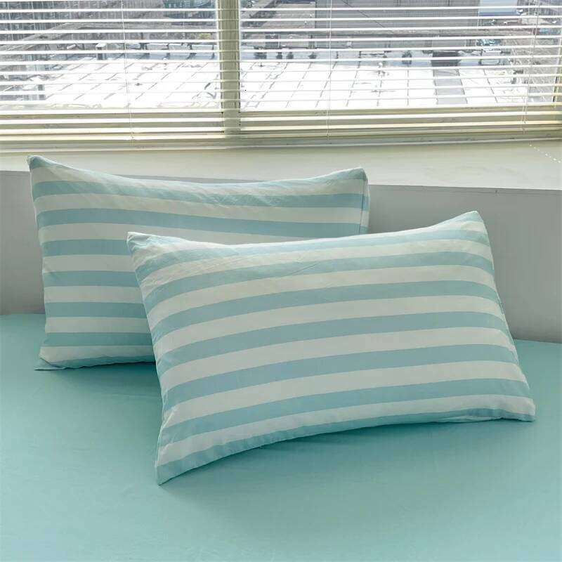 Washed Cotton Striped Style Duvet Bedding Set with Quilt Cover Pillowcase Bed Sheet 200x230 220x240 Skin Friendly Soft XJ260206