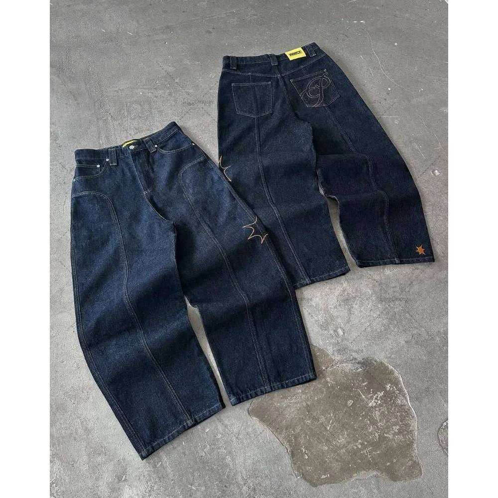 Casual Retro Letter Stripes Fashion Oversized Jeans Men 2025 American Punk Harajuku Washing Straight Wide-leg Pants Women 26L0507