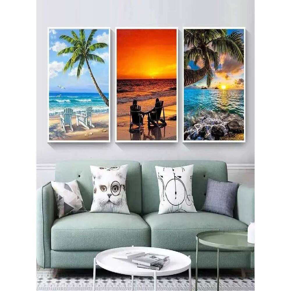 Romantic Beach Sunset Landscape Canvas Print Seaview Wall Art for Living Room Decor Natural Lover Painting Poster 26Y0207