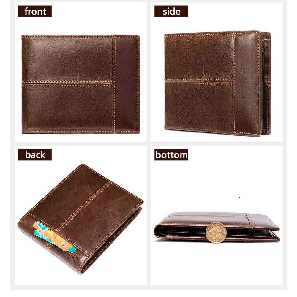 WESTAL Genuine Leather with Coin Purse RFID Wallet for Men Cardholder Money Bags Y260206