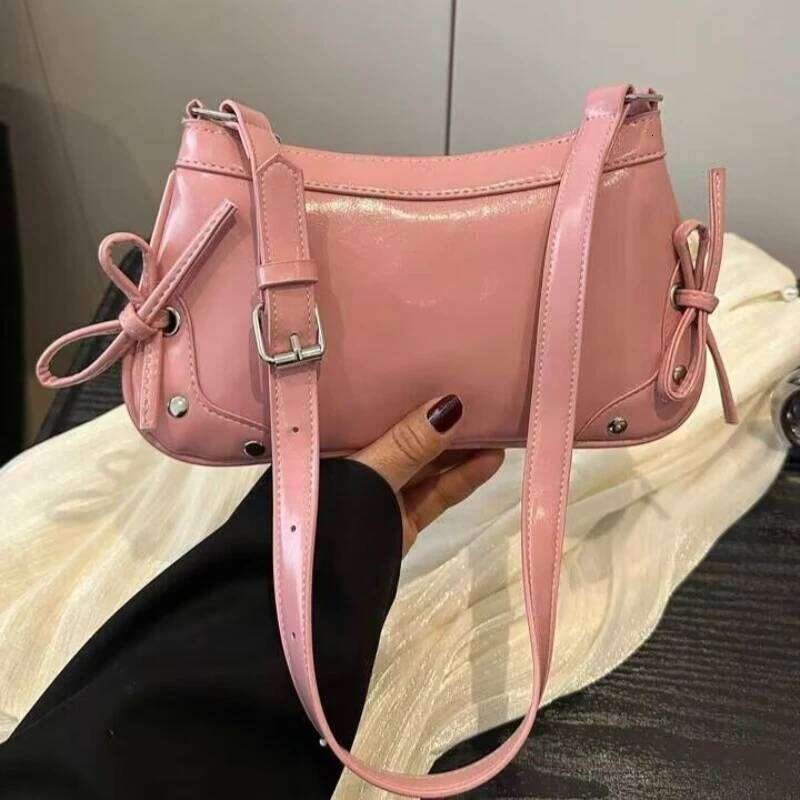 Y2k Women's New Style, Fashionable High-end Bow Underarm Bags, Versatile and Simple Single Shoulder Handbag Y260205