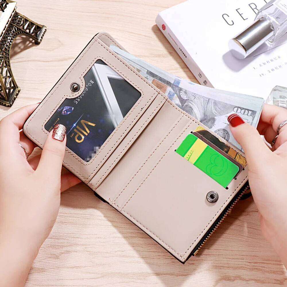 Pink Flower Pattern Bifold PU Wallet Zipper Purse for Women Multi Card Cash Holder Compact Design Birthday Gift Y260206