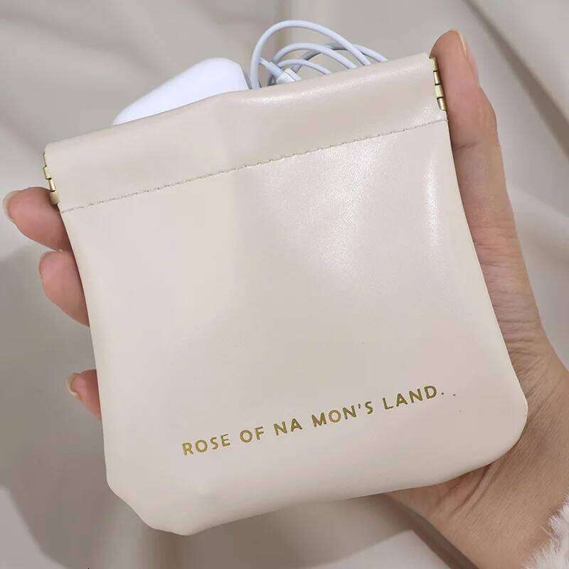 1Pc Mini Lipstick Key Jewelry Cosmetic Women Portable Automatic Closing Makeup Storage Bag Pouch PU Earphone Coin Handbag Y260206