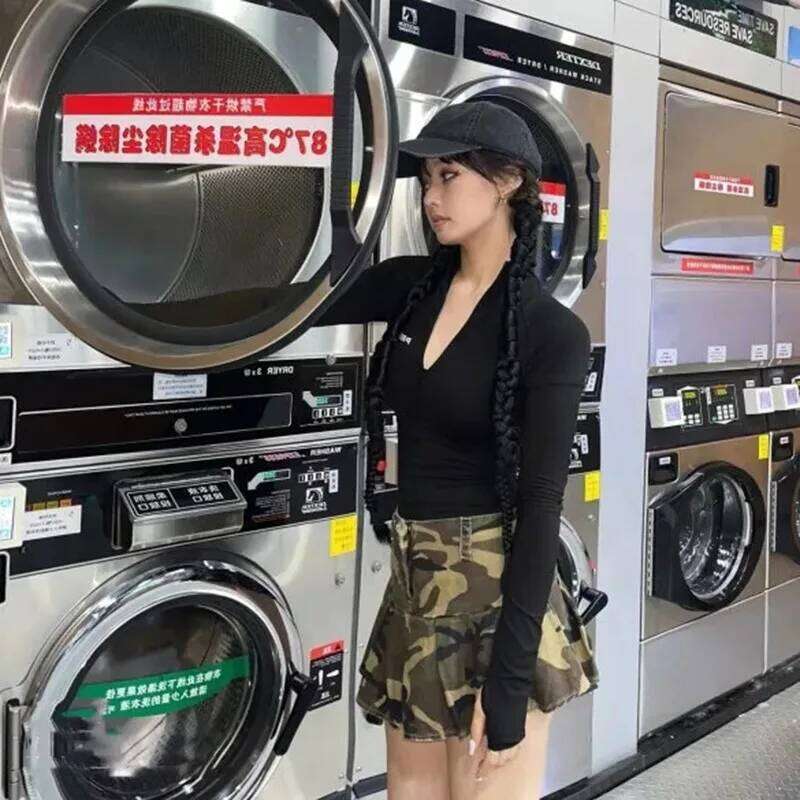 Pleated Skirts for Women American Style Vintage Clothing Summer Camouflage High Street Fit Students All-match Young Sexy Chic XJ260206