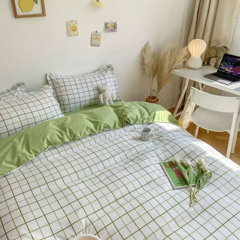 Ins Simple Style Duvet Cover Set with Pillowcases Flat Sheet No Comforter Grey Boys Girls Bedding Kit Single Twin Bed Linens XJ260206