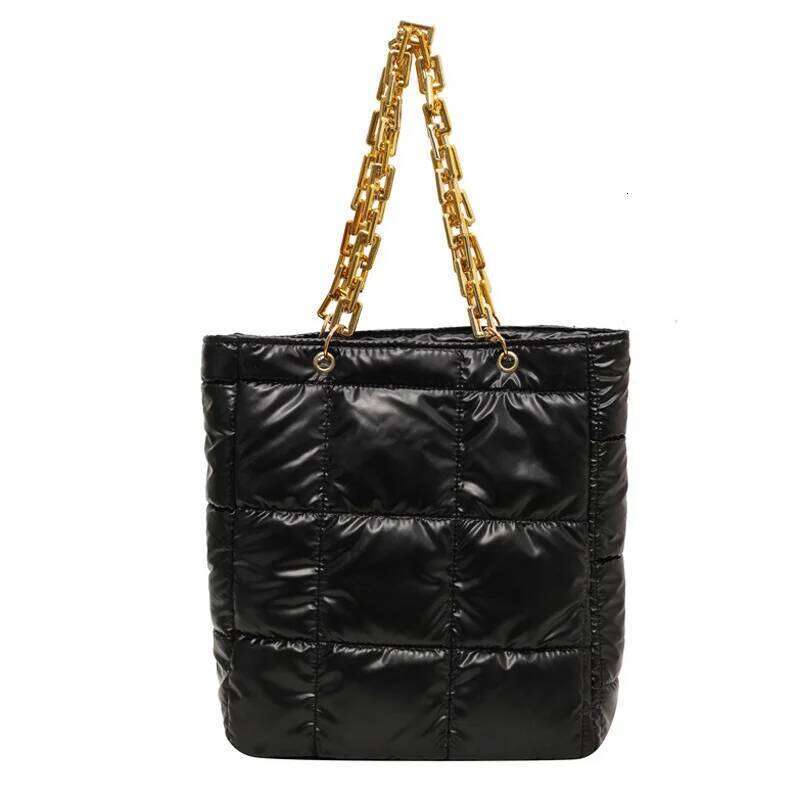 Solid Color Winter Fashion Shoulder Bags For Women, Acrylic Chain Casual Tote Plaid Down Cotton Ladies Handbags Z260207 - view 7