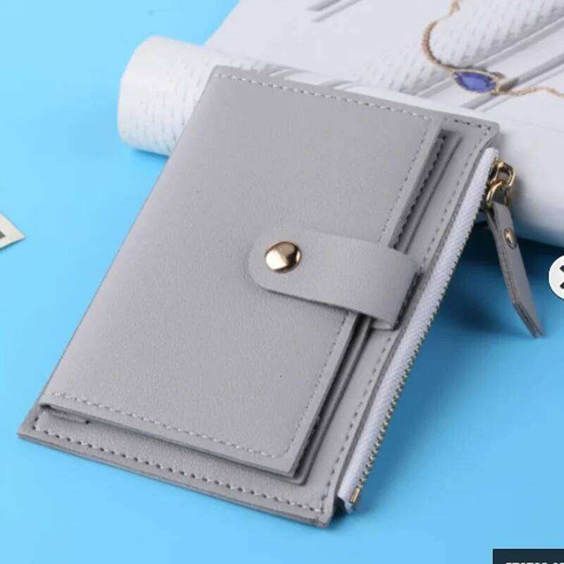 Unisex Women Simple Money Leather Female Purse Mini Solid Multi-Cards Holder Coin Short Wallets Slim Small Wallet Zipper Hasp Y260206