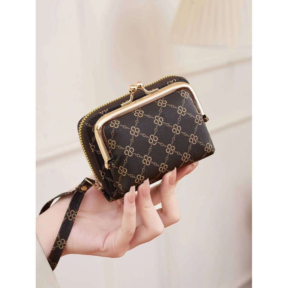 New Women's Fashion Wrist Strap Short Purse Retro Large Capacity Coin Clip Bag Multi-Slot Card Holder Wallet Y260206