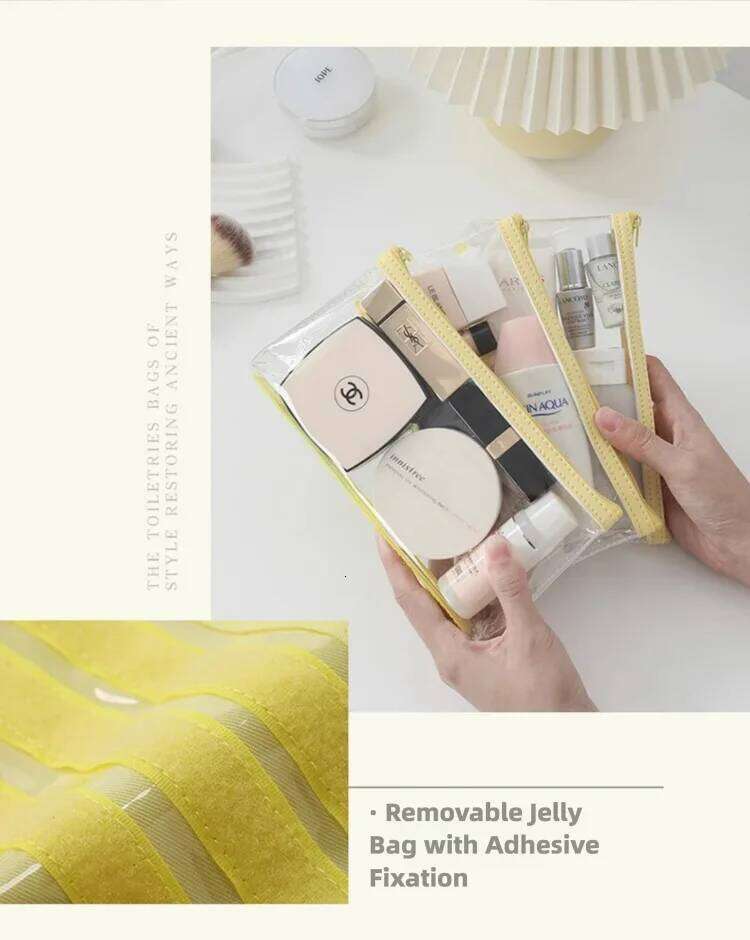 Portable Makeup with 3 Detachable Clear Pouches Large Capacity Toiletry Organizer Waterproof Travel Cosmetic Bag for Women Y260206
