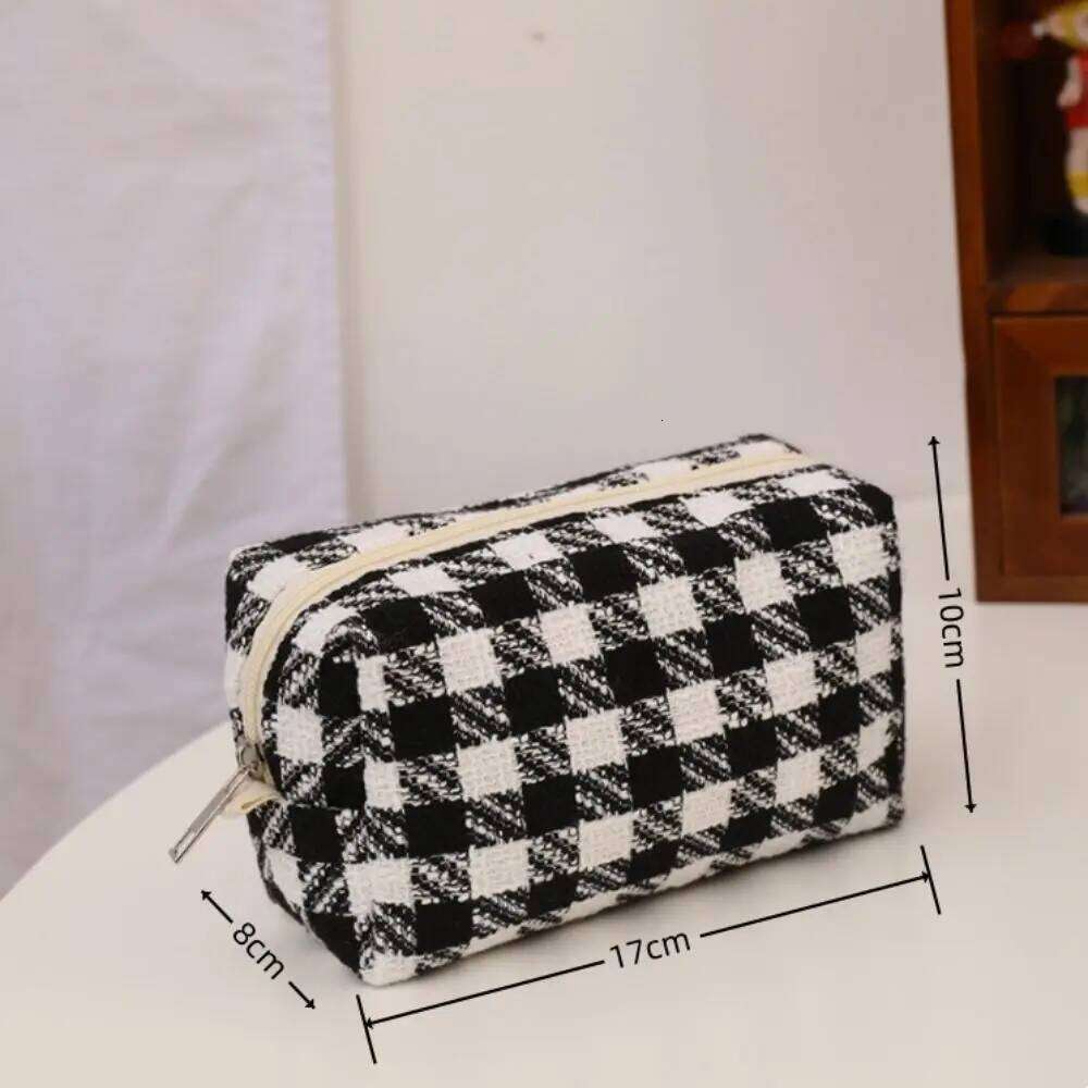 New Canvas Lip Gloss Cute Girl Cosmetic Makeup Handbag Scottish Travel Portable Stationery Pencil Bag Y260206