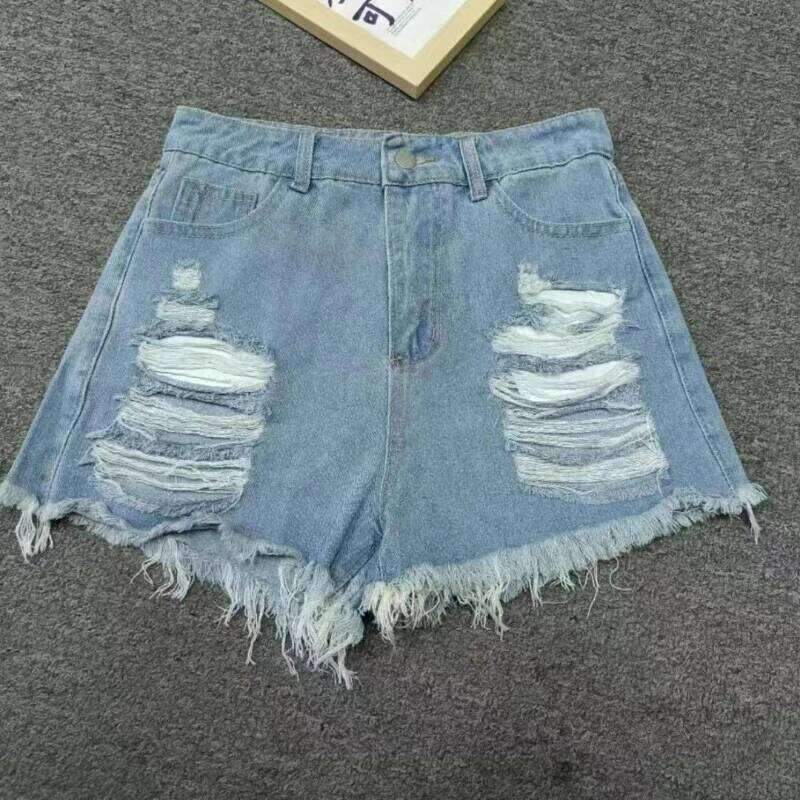 Hairy Edge Ripped A-line Look Slim, High Waist, Small and Spicy Girl Summer Hot Pants Denim BM Shorts XJ260206
