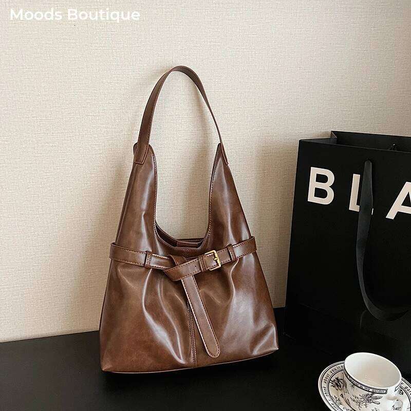 MOODS Retro Underarm Shoulder Hobo Bags For Women 2025 Luxury Designer Handbags PU Leather Pure Color Big Capacity Shopper Totes Y260204