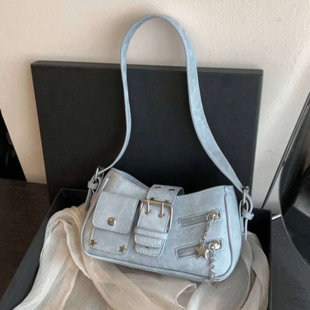 Fashion Handbag Y2K Underarm Rivet Star Spicy Girl Shoulder Armpit Retro Crossbody Bag Girls Y260205