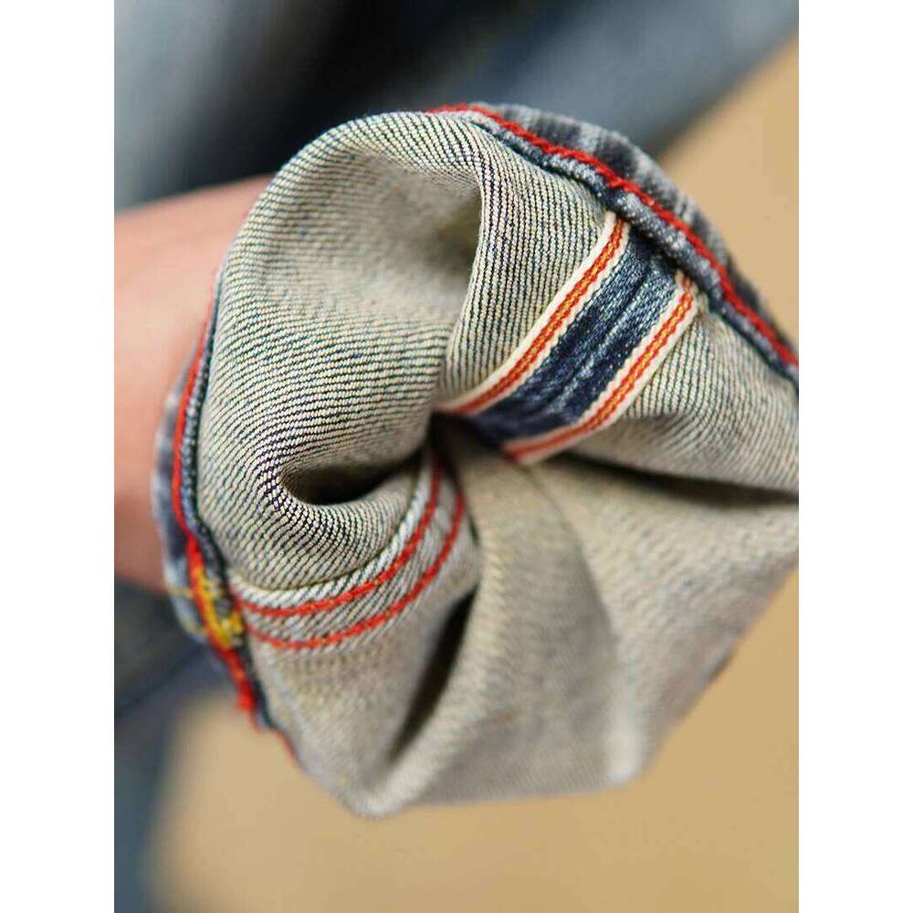 99% Cotton 15oz Red Selvedge Denim Jeans Men's Stretch Slim Tapered Straight Pants Autumn Winter American Retro 5KM Heavyweight X260207