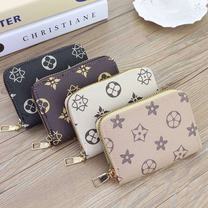 Mini Card Holder Compact Wallet, Coin Purse, Portable Leather Pouch, Multi-Functional Zipper Storage Bag, Fashion Pattern Y260206
