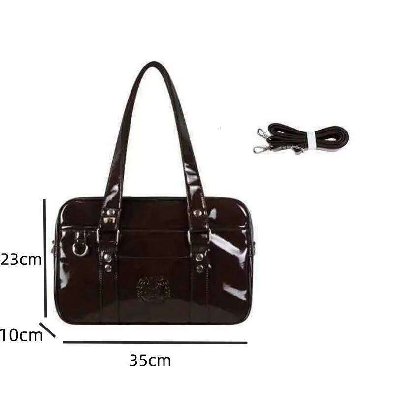 Thread PU Harajuku College Style Handbag Large Capacity Y2k Tote Zip Japanese Uniform Messenger JK Rectangle Bag Women Y260204