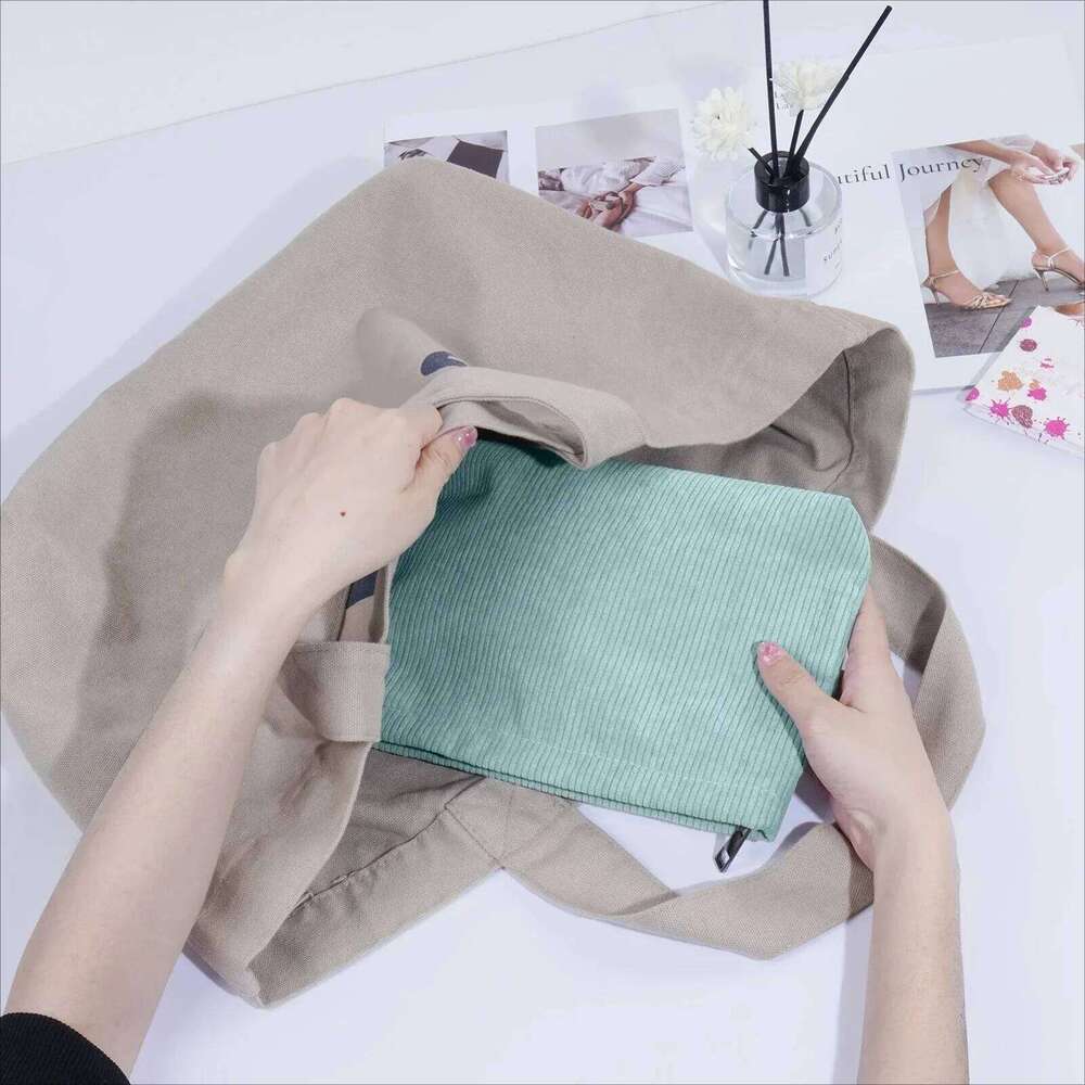 Corduroy Travel Cosmetic Portable Makeup Bag Purses Women Large Capacity Zipper Make Up Organizer Storage Clutch Y260206