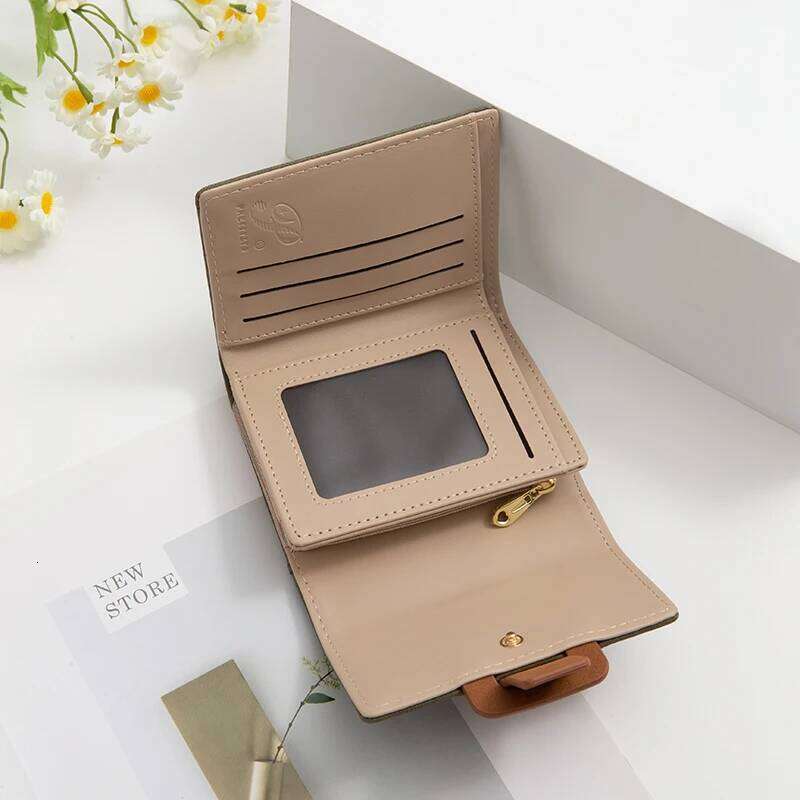 Spring and Summer new purse Korean version printed buckle simple everything folding short women's wallet PU leathe Y260206