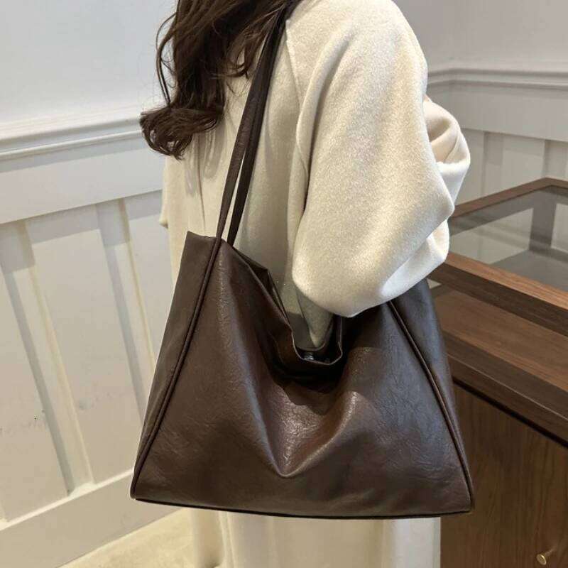 Faionable Large Capaci Soft Leather Casual Commuter Women's Tote Single oulder Bag Trendy Versatile Commuting Handbag Y260204