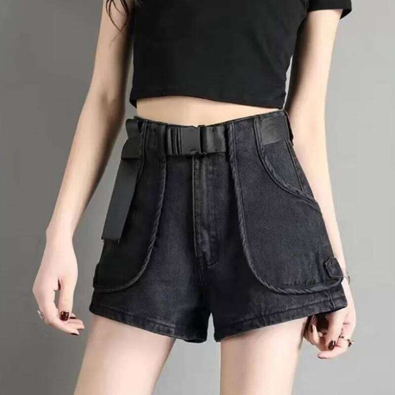Punk Womens Denim Shorts Cargo Black Biker Short Pants For Women To Wear With Waist Pocket Outdoor Offer High Quality Hot Jeans XJ260206