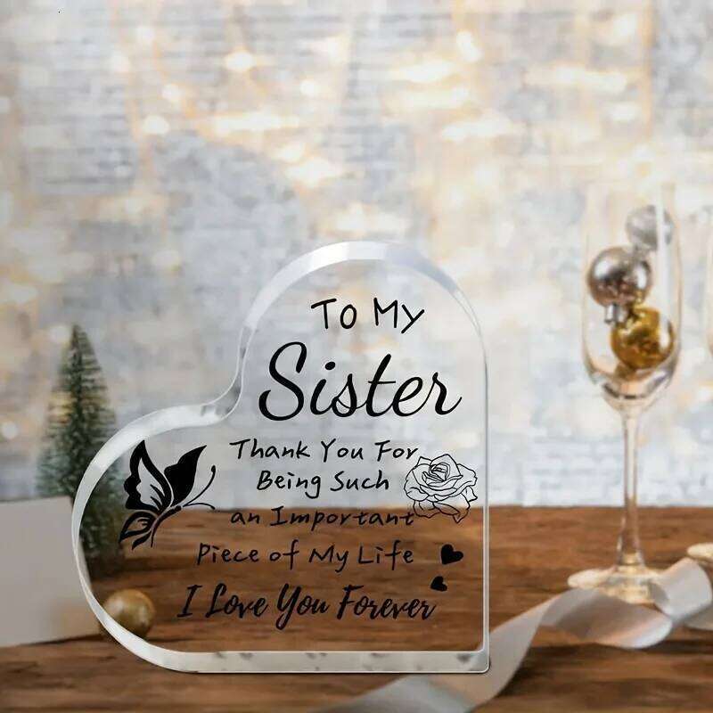Charming Acrylic Heart-Shaped Sister Ornament - Perfect Gift For Birthdays, Christmas & Valentine'S Day No Power Needed | S260204