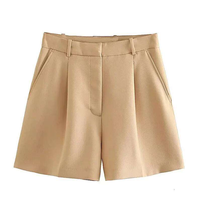 HXAO Female Black Pink Woman Summer 2024 Pleated Baggy White Shorts For Women Casual High Waist Short Pants XJ260206