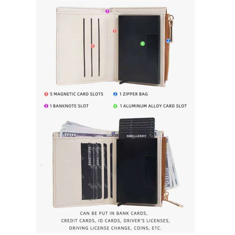 New Multi-Functional Anti-Demagnetization Peony Print Small Money Clip, Multi-Slot Short Wallet For Women, Card Holder Y260206