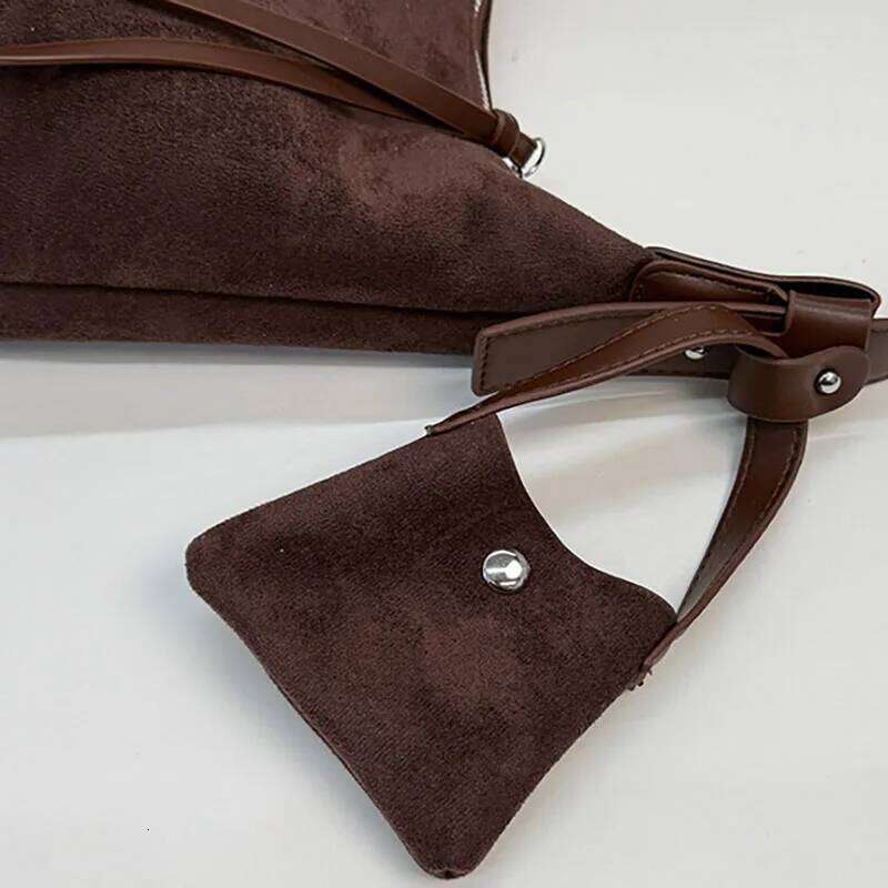 Korean Retro Pu Armpit Suede Tote Casual Commuting Women'S Large Capacity Shoulder Crossbody Bag Y260205