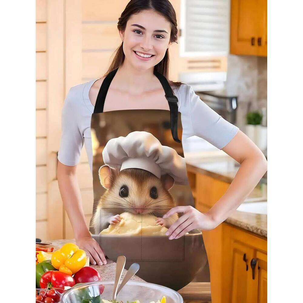 Funny Rat Apron with Pockets Waterproof for Men Women Kitchen Garden Decor S260205