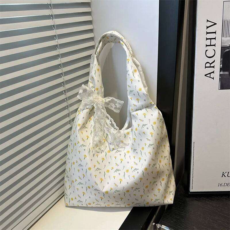 Sweet Versatile Lace Floral Women's Shoulder Bags Large Capacity Commuter Ladies Underarm Vest Bag Casual Female Handbags Tote Y260205