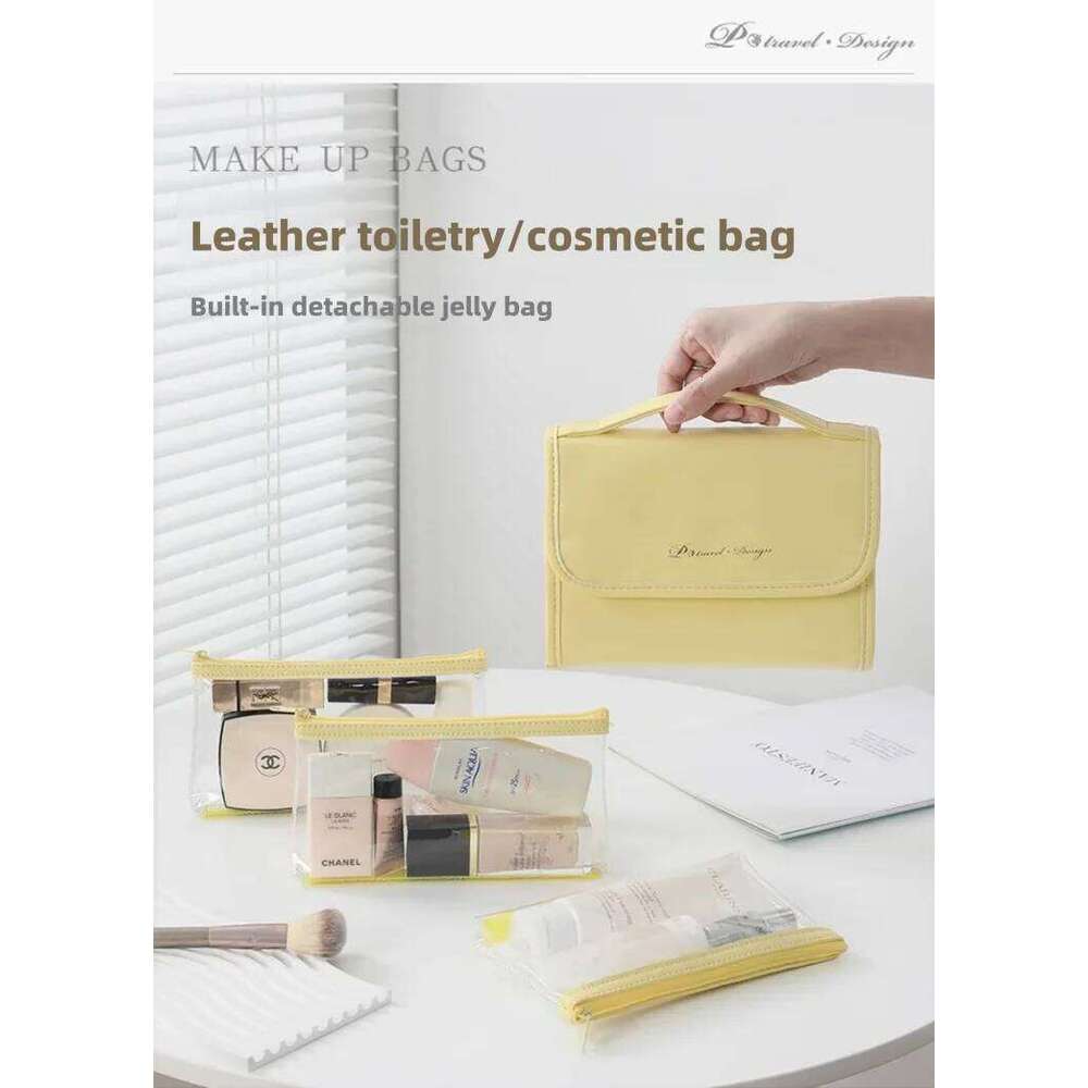 Portable Makeup with 3 Detachable Clear Pouches Large Capacity Toiletry Organizer Waterproof Travel Cosmetic Bag for Women Y260206