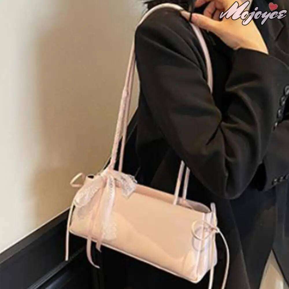 Women Leather with Bow Tie Shoulder Tote Handbag Purse Trendy Underarm Bag for Daily Use Y260205