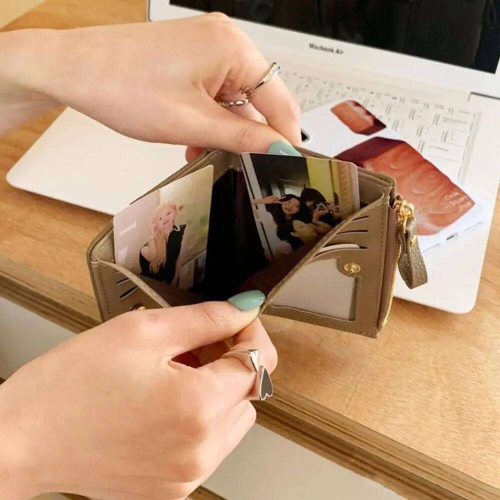 PU Leather Lichee Pattern Short Wallets Korean Style Multifunctional Clutch Coin Purse Portable Change Bag Women Y260206
