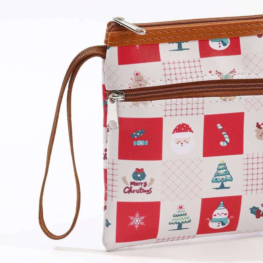 Large Korean style zipper PU makeup bag Fashionable printed women's handbag Portable key waterproof coin purse Y260206