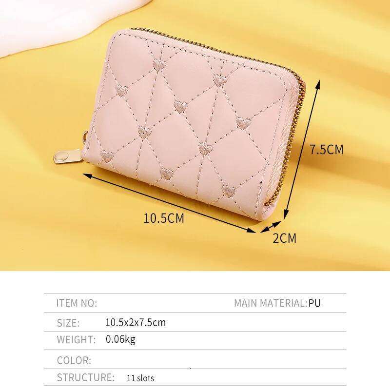 Women's Luxury Compact Wallet - Multi-Slot Card Organizer with ID Window & Coin Pocket, Slim Zippered Purse for Essentials Y260206