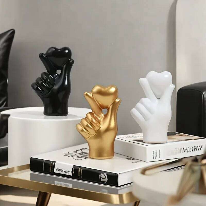 1pcs Modern Minimalist Hand Gesture Resin Figurine Living Room Home Decor Valentine's Day Ambience Ornament Festive Gift S260204
