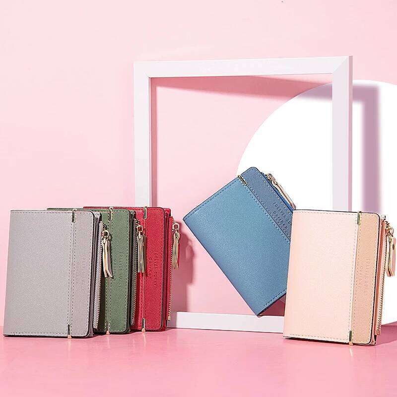 Women Short Wallet Patchwork Design Slim Bi-Fold Wallets Cute Zipper Coin Purse PU Leather Credit Card Holder Small Money Bag Y260206