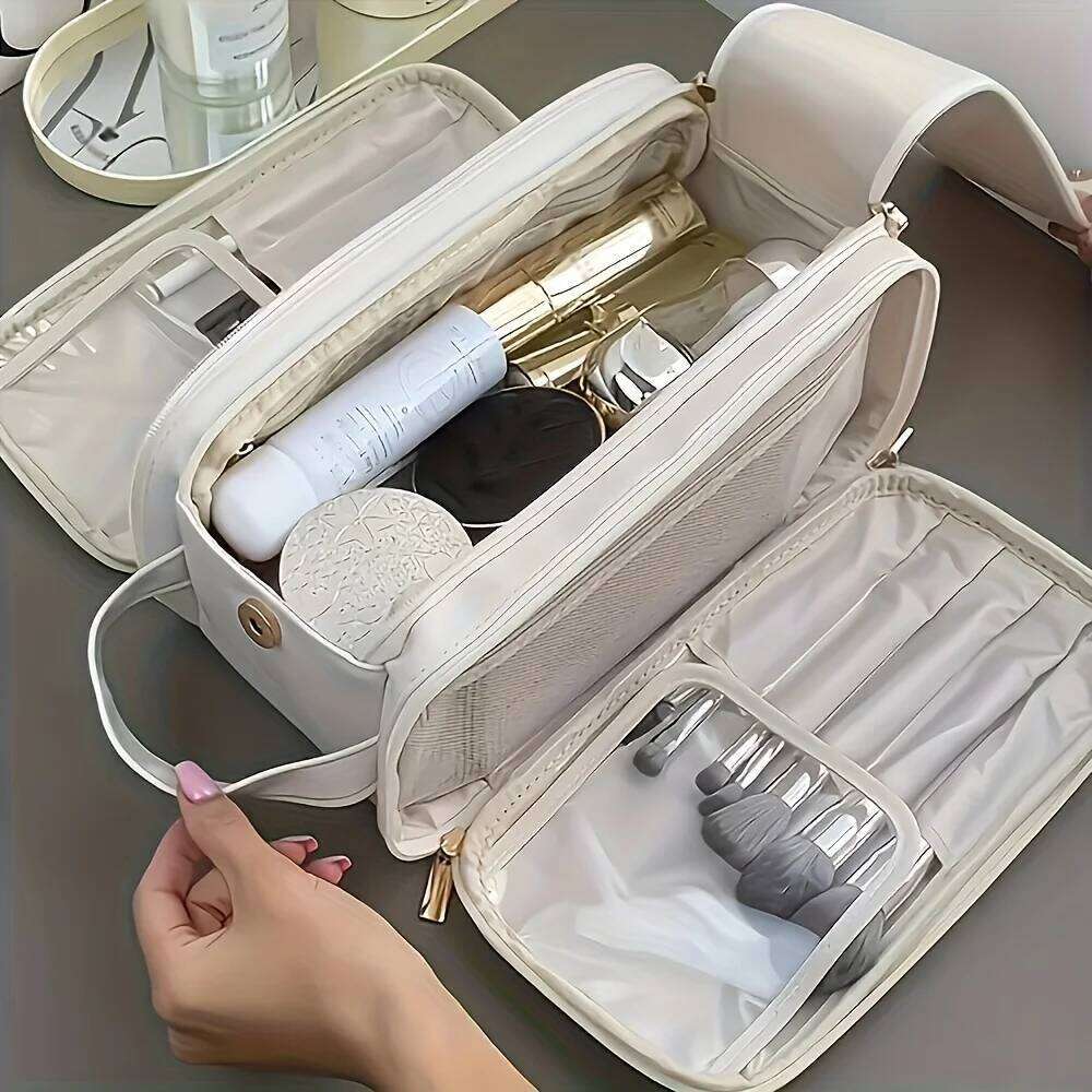 Ladies' Multi-Functional Makeup Bag Large Capacity Portable Travel Cosmetics Storage Box 1Pc Y260206