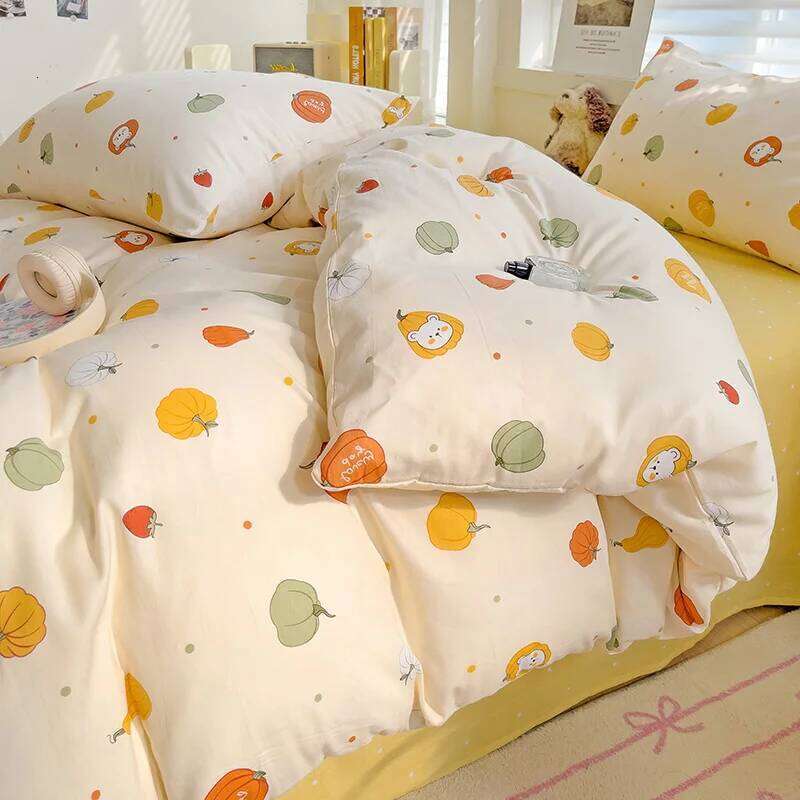 Adorable Minimalist 100% Cotton Duvet Cover Set with Pillowcases - Single or Double Bed Sizes, Add Touch of Cuteness to Bedroom XJ260206