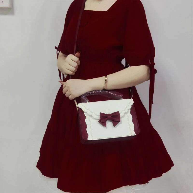 JIAERDI Lolita Bow Square Messenger Women Harajuku Handle Uniform Pink Hand Bag Female Sweeet Jk Crossbody Bags Aesthetic Y260205