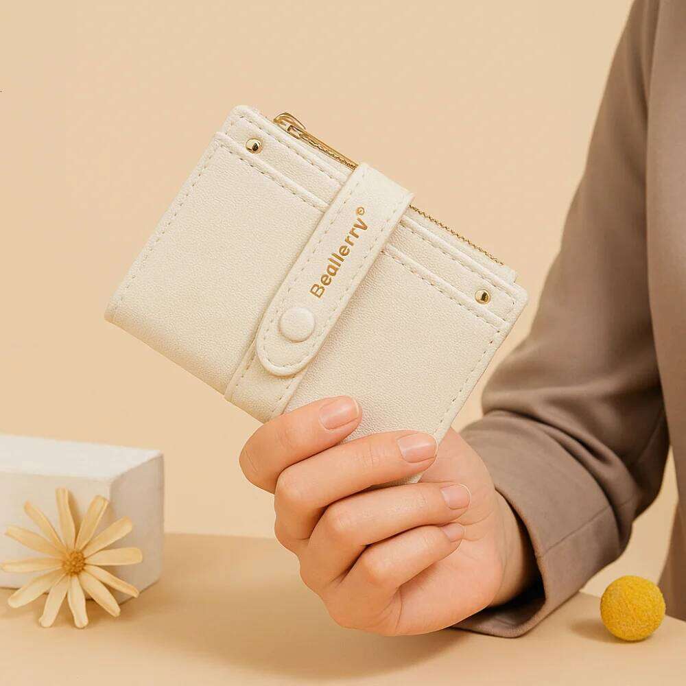 Elegant Women Short Wallet Large Capacity Pu Leather Business Holder Simple Zipper Closure Bank/ID/Credit Card Bag Travel Y260206