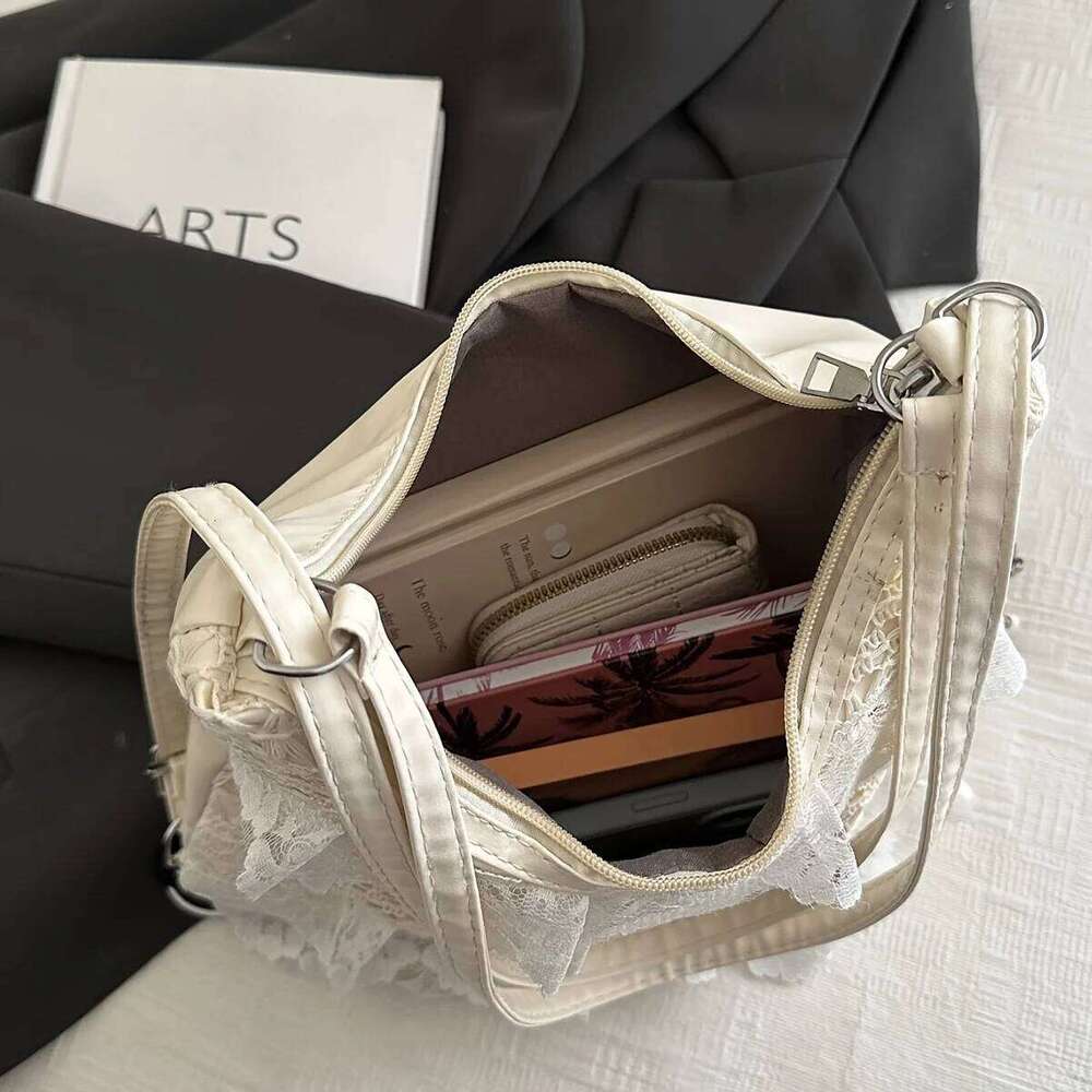 Off white crossbody new tote casual vacation lace mesh armpit bag, women's backpack, shoulder bag Z260207 - view 5