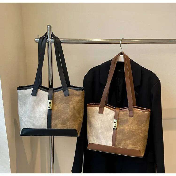 Vintage Women's Shoulder Bag Fashion Patchwork Leather Ladies Tote Bags Large Capacity Female Commuter underarm Shopping Handbag Y260205