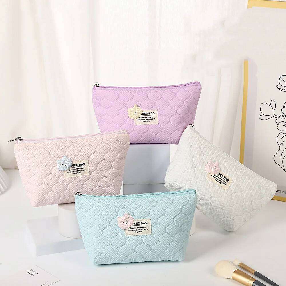 Ins Kawaii Cartoon Bear Bubble Women Makeup Bag Portable Travel Cosmetic Organizer Handbag Make Up Zipper Pouch For Gift Y260206