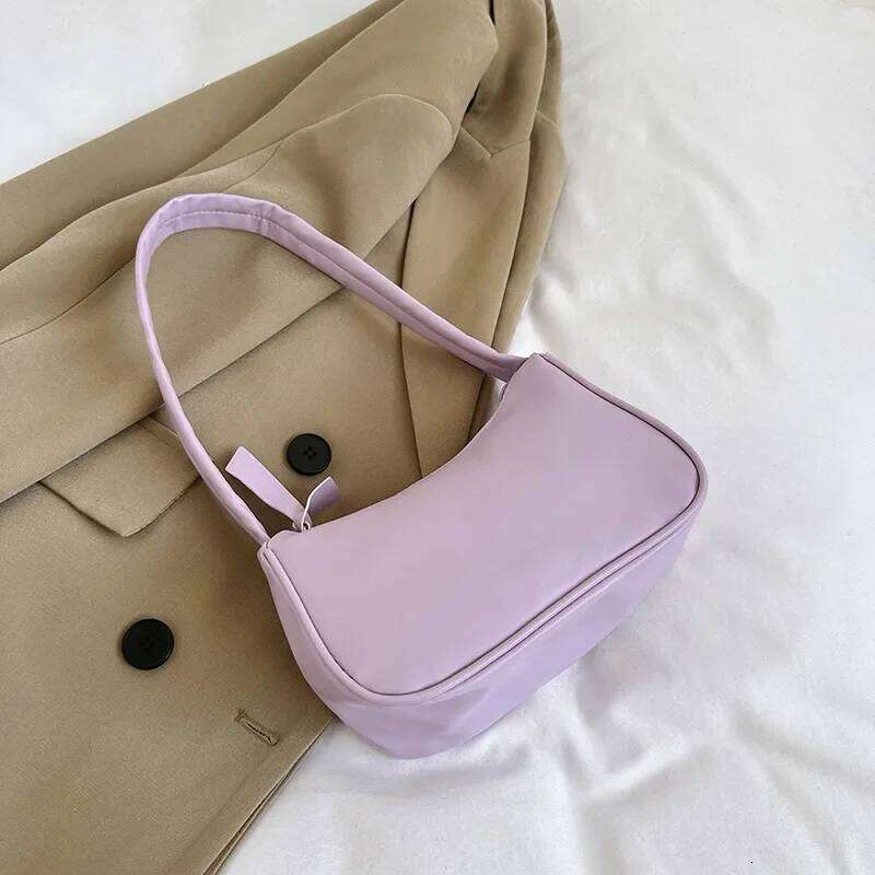 Fashion PU Leather Shoulder Simple Candy Color Underarm Handbag Large Capacity Tote Bag for Women Girls Y260205