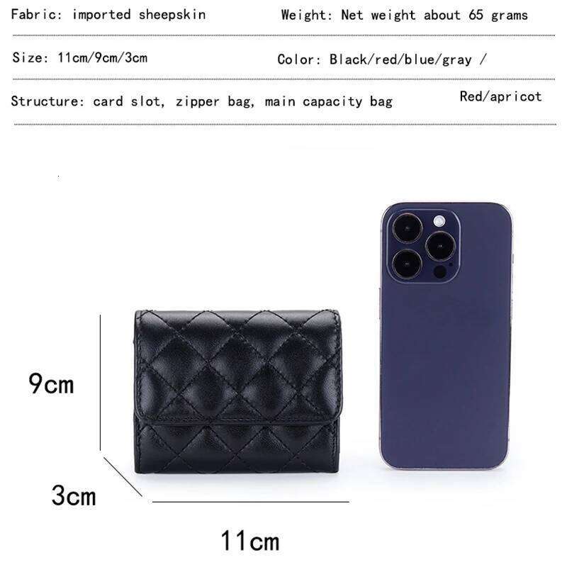 Sheepskin Quilted Holder Women Bifold Leather Bank Credit Case Wallets Coin Purse Luxury Brand Business Name Card Bag Y260206