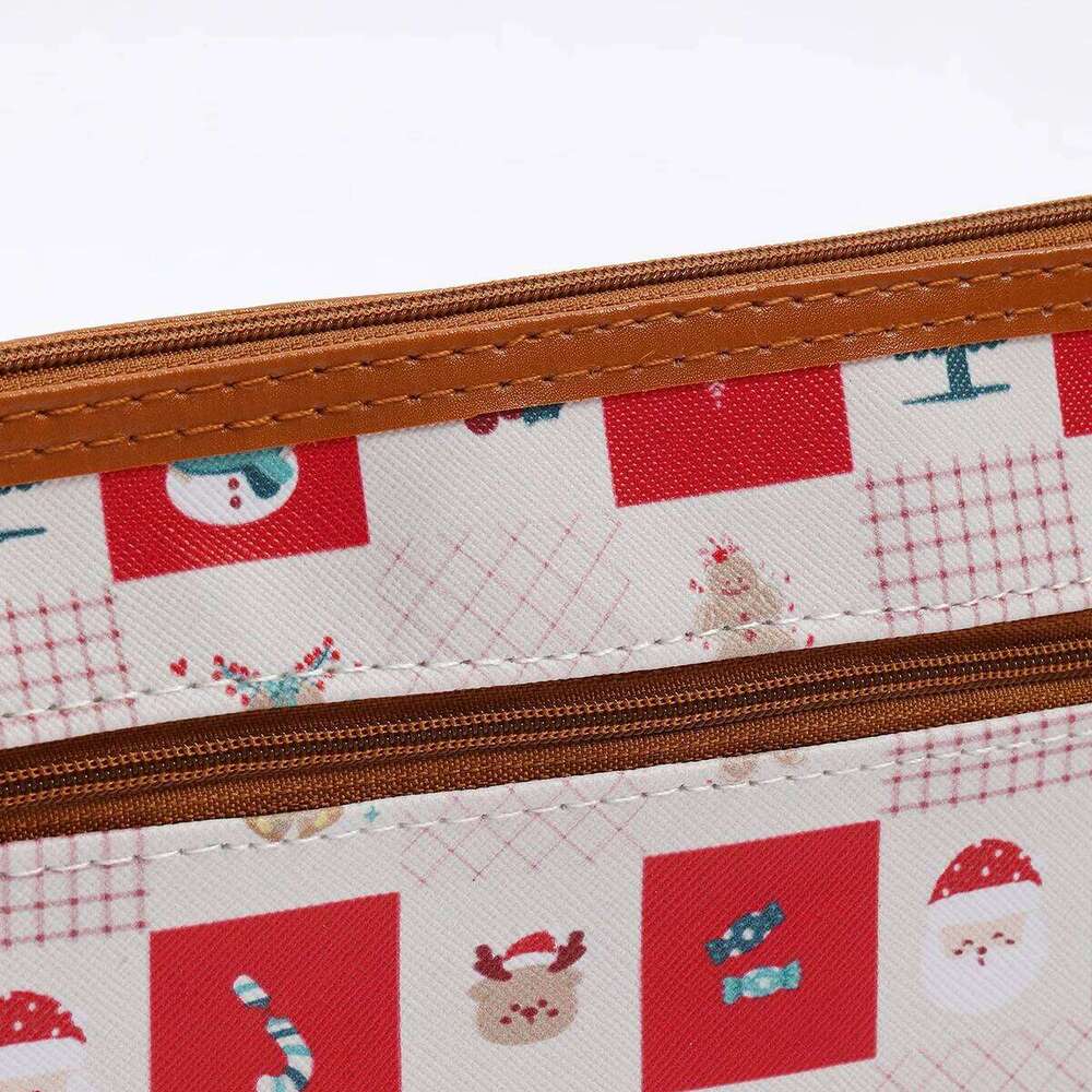 Large Korean style zipper PU makeup bag Fashionable printed women's handbag Portable key waterproof coin purse Y260206