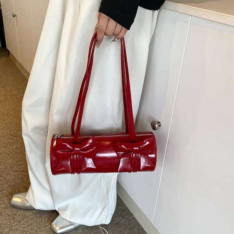 Cute Bow Tie Design Underarm Bags for Women Y2K Korean Fashion Handbags and Purses Pu Leather Shoulder Bag Z260207 - view 3