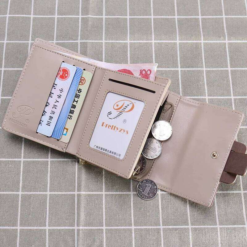Spring and Summer new purse Korean version printed buckle simple everything folding short women's wallet PU leathe Y260206